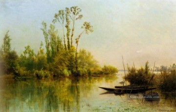  impressionistische Kunst - Les Iles Vierges A Bezons Barbizon impressionistische Landschaft Charles Francois Daubigny